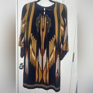 Beautiful multicolored long sleeve flowy dress